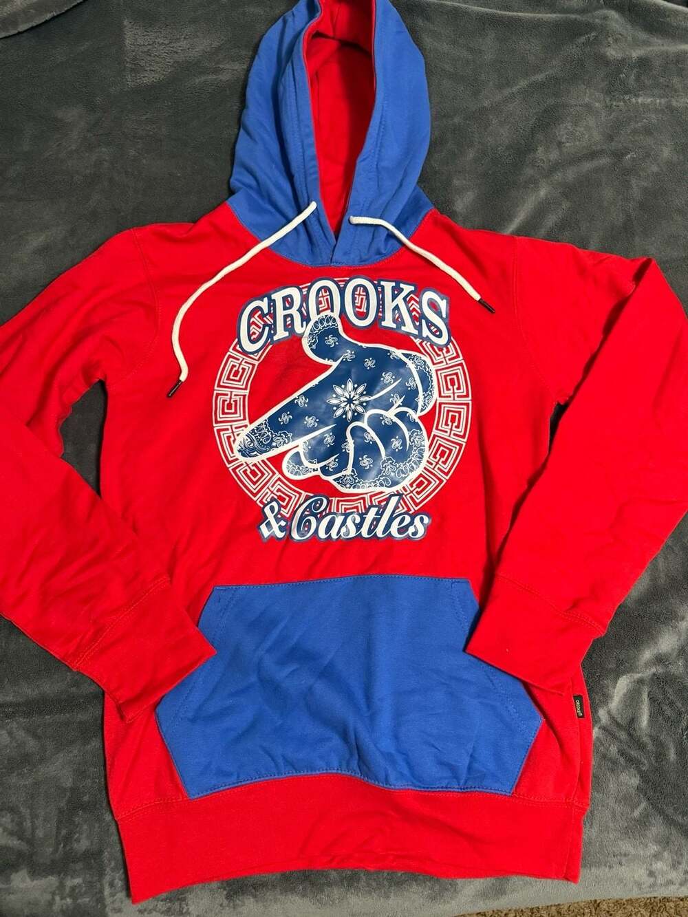 Crooks & Castles Red and Blue Hoodie